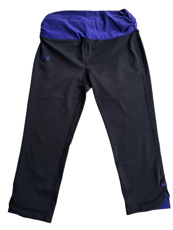 Under Armour Pants - Under Armour Womens Capri Leggings Small Black Purple Cropped Workout